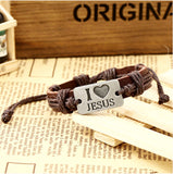 I Love Jesus Leather Bracelet