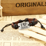 I Love Jesus Leather Bracelet