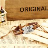 I Love Jesus Leather Bracelet
