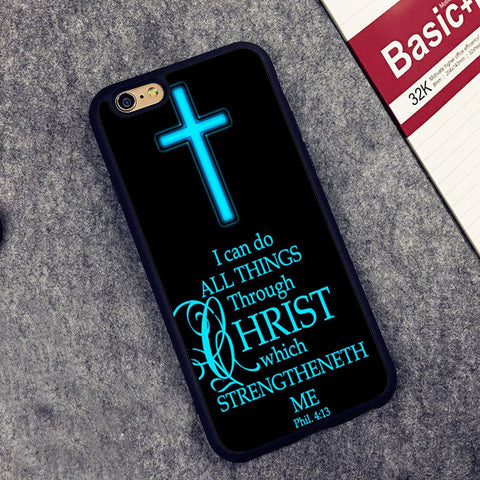 "Philippians 4:13" Black and Teal iPhone Phone Case